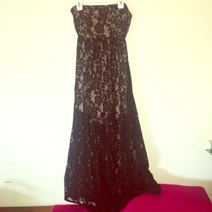 Malloy Strapless Black Lace and Tan Size L